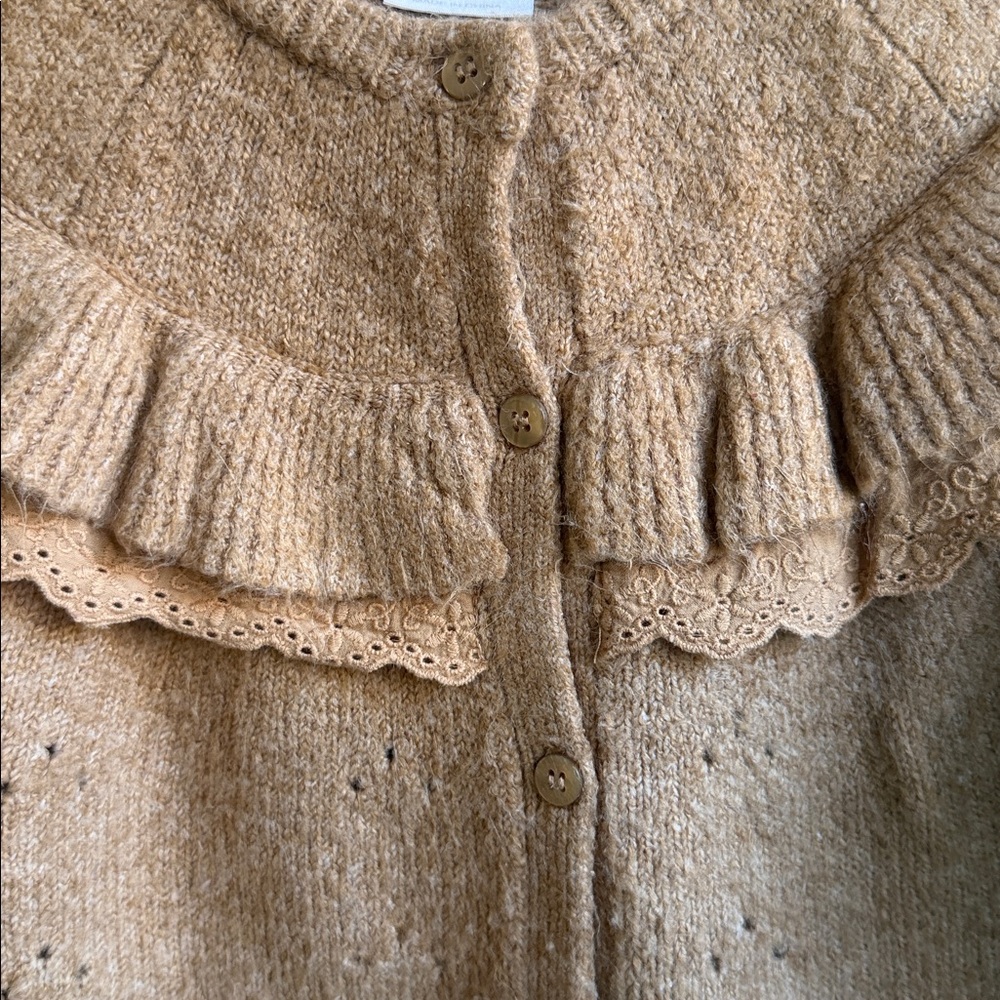 Zara Camel Ruffle Cardigan - Picture 4 of 12